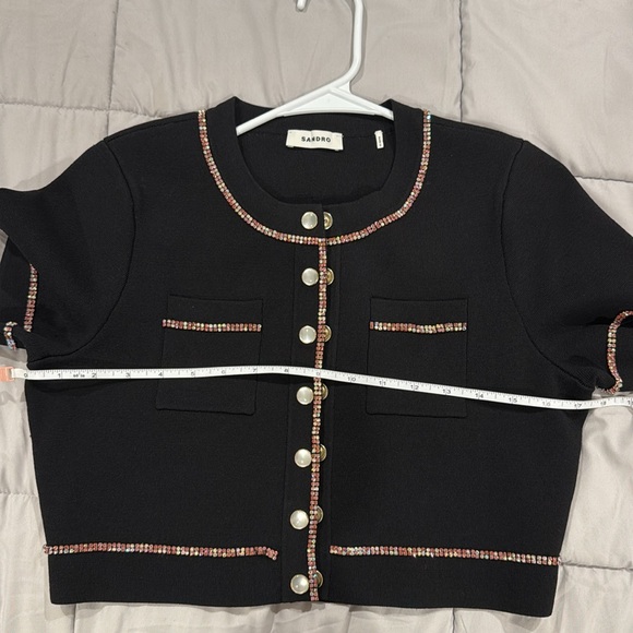 NEW Sandro crystal-embellished cropped cardigan size 2 - Picture 9 of 10